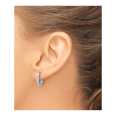 Sterling Silver 15mm Square Huggie Hoop Earrings – view 4