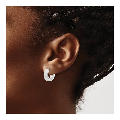 Sterling Silver 14mm Huggie Hoop Earrings – view 4