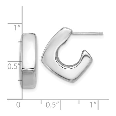 Sterling Silver 16mm Square C- Hoop Earrings – view 5