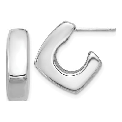 Sterling Silver 16mm Square C- Hoop Earrings