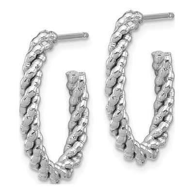 Sterling Silver Textured J- Hoop Earrings – view 3