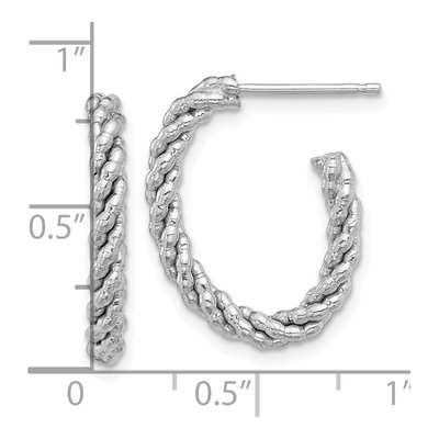 Sterling Silver Textured J- Hoop Earrings – view 5