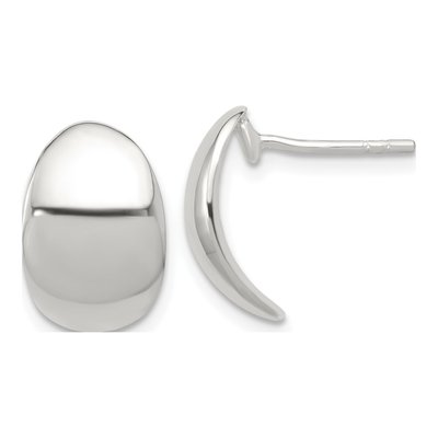Sterling Silver 15mm Curved C- Hoop Earrings
