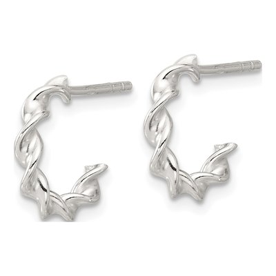 Sterling Silver 13mm Twisted Hoop Earrings – view 3