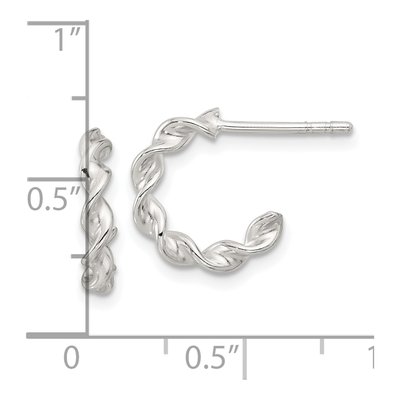 Sterling Silver 13mm Twisted Hoop Earrings – view 5