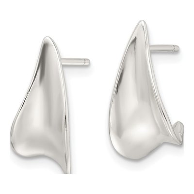Sterling Silver 15mm J- Hoop Earrings – view 3