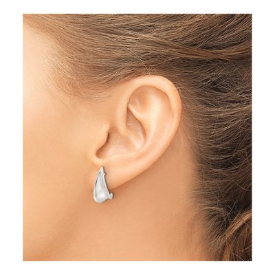 Sterling Silver 15mm J- Hoop Earrings – view 4