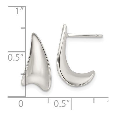 Sterling Silver 15mm J- Hoop Earrings – view 5