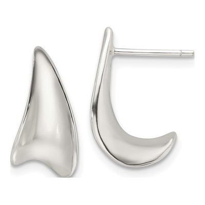 Sterling Silver 15mm J- Hoop Earrings