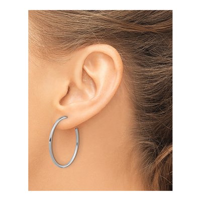 Sterling Silver 33mm Hollow C- Hoop Earrings – view 4