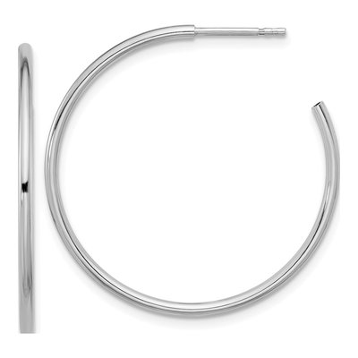 Sterling Silver 33mm Hollow C- Hoop Earrings