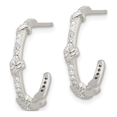 Sterling Silver 18mm CZ Knot C- Hoop Earrings – view 3