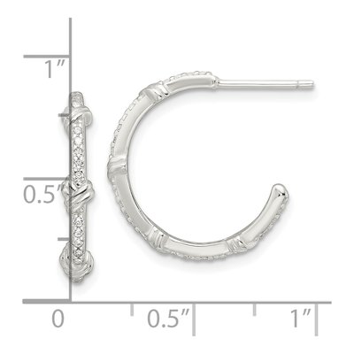 Sterling Silver 18mm CZ Knot C- Hoop Earrings – view 5