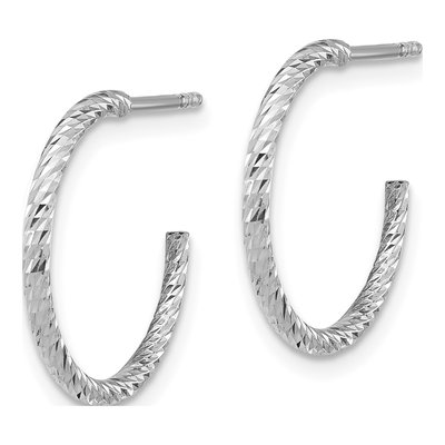 Sterling Silver 19mm Diamond-Cut C- Hoop Earrings – view 3