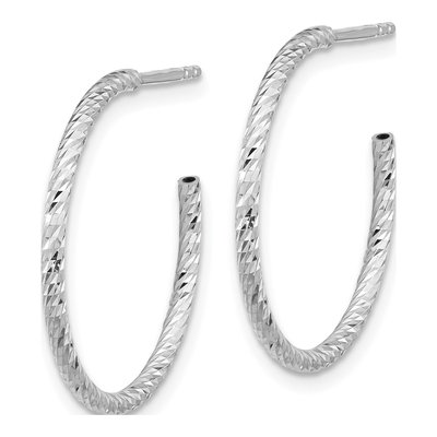 Sterling Silver 23mm Diamond-Cut C- Hoop Earrings – view 3