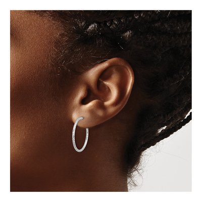 Sterling Silver 23mm Diamond-Cut C- Hoop Earrings – view 4
