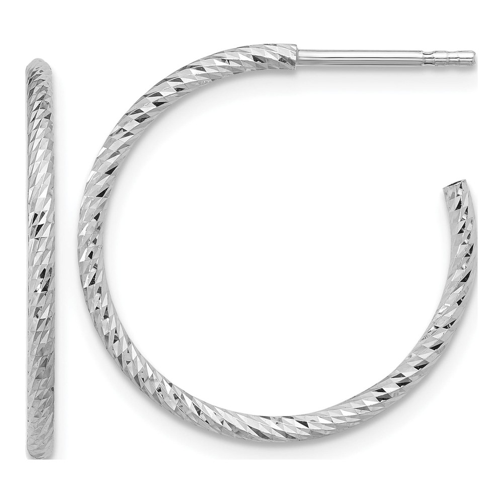 Sterling Silver Diamond-Cut C-Hoop Earrings, Italy