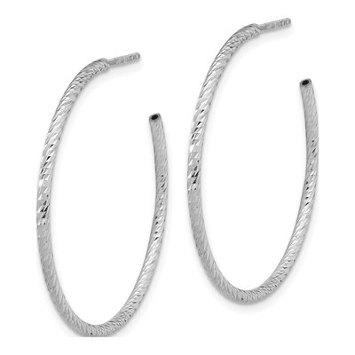 Sterling Silver 33mm Diamond-Cut C- Hoop Earrings – view 3