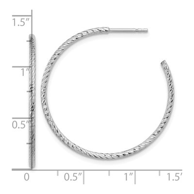 Sterling Silver 33mm Diamond-Cut C- Hoop Earrings – view 5