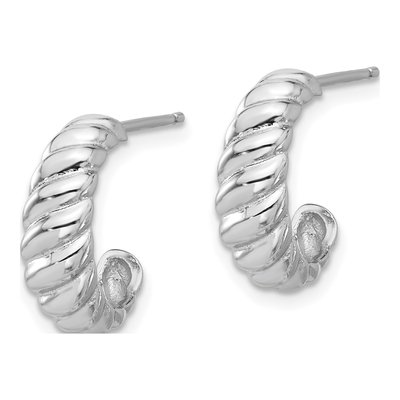 Sterling Silver 15mm Scalloped Hoop Earrings – view 3