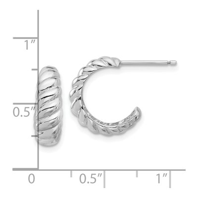 Sterling Silver 15mm Scalloped Hoop Earrings – view 5