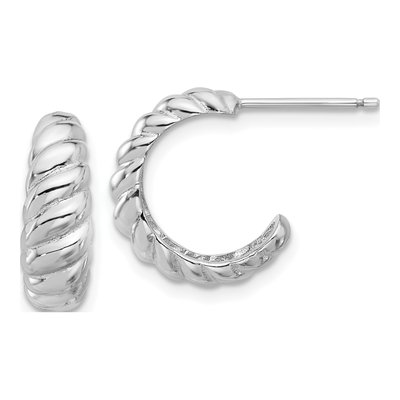 Sterling Silver 15mm Scalloped Hoop Earrings