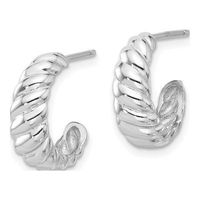 Sterling Silver 15mm Scalloped Hoop Earrings – view 3