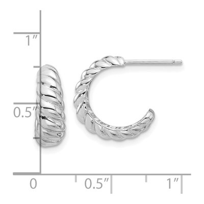 Sterling Silver 15mm Scalloped Hoop Earrings – view 5