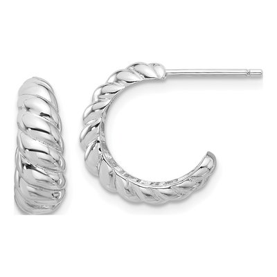Sterling Silver 15mm Scalloped Hoop Earrings