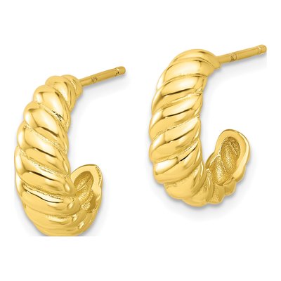 Gold-Plated Sterling Silver 15mm Scalloped Hoop Earrings – view 3