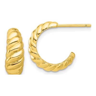 Gold-Plated Sterling Silver 15mm Scalloped Hoop Earrings
