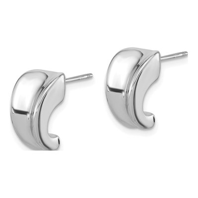 Sterling Silver 14mm J- Hoop Earrings – view 3