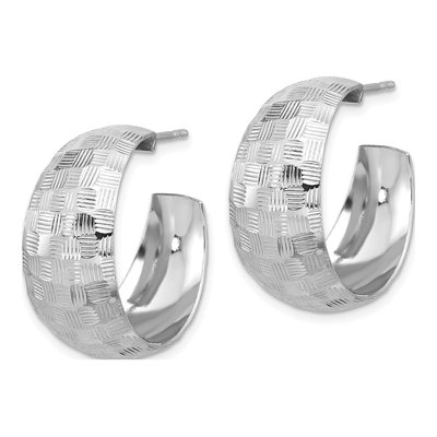 Sterling Silver 26mm Textured C- Hoop Earrings – view 3