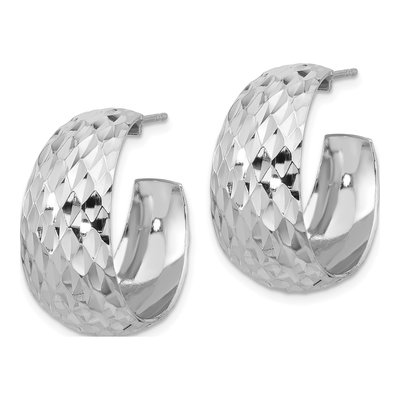 Sterling Silver 26mm Textured C- Hoop Earrings – view 3