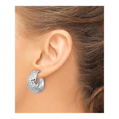 Sterling Silver 26mm Textured C- Hoop Earrings – view 4
