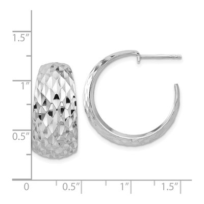 Sterling Silver 26mm Textured C- Hoop Earrings – view 5