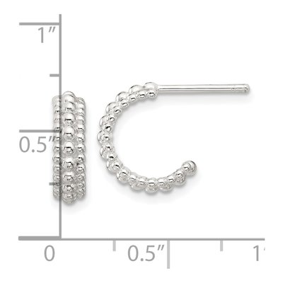 Sterling Silver 13mm Beaded C- Hoop Earrings – view 5