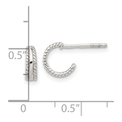 Sterling Silver 8.3mm Textured C- Hoop Earrings – view 5