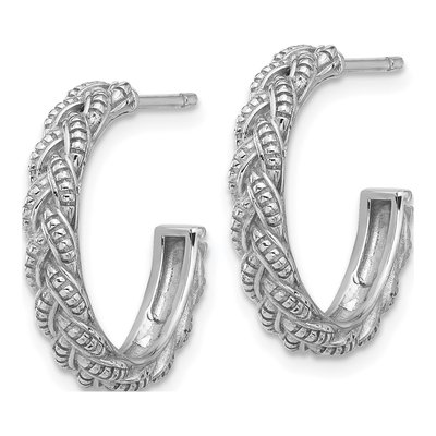 Sterling Silver 20mm Braided C- Hoop Earrings – view 3
