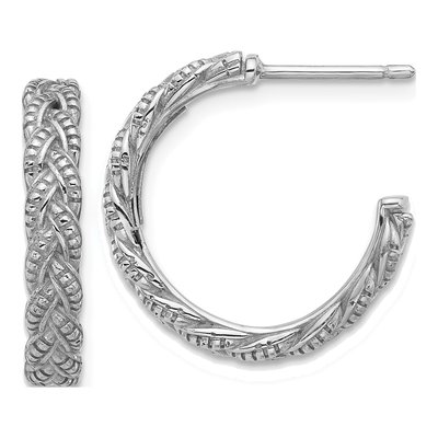 Sterling Silver 20mm Braided C- Hoop Earrings