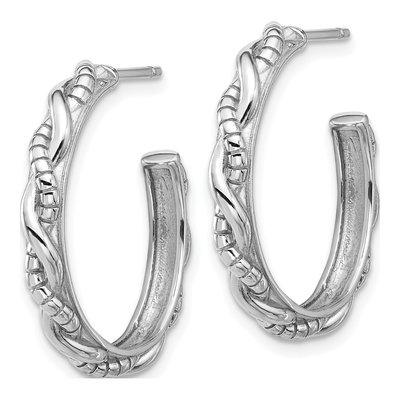 Sterling Silver 25mm Textured Twisted C- Hoop Earrings – view 2