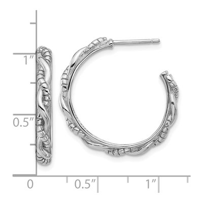Sterling Silver 25mm Textured Twisted C- Hoop Earrings – view 4