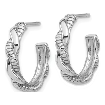 Sterling Silver 20mm Twisted C- Hoop Earrings – view 3