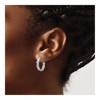 Sterling Silver 20mm Twisted C- Hoop Earrings – view 4