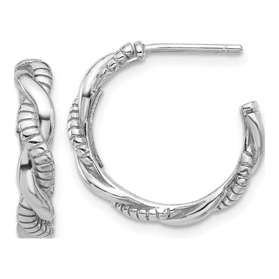 Sterling Silver 20mm Twisted C- Hoop Earrings