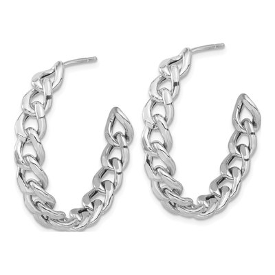 Sterling Silver 33mm Curb Link C- Hoop Earrings – view 3