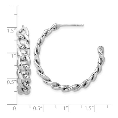 Sterling Silver 33mm Curb Link C- Hoop Earrings – view 5