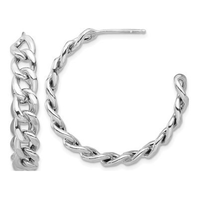 Sterling Silver 33mm Curb Link C- Hoop Earrings