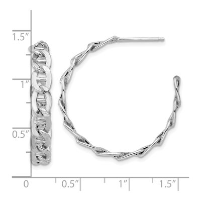 Sterling Silver 33mm Anchor Link C- Hoop Earrings – view 5