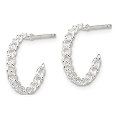 Sterling Silver 16mm Curb Link C- Hoop Earrings – view 3